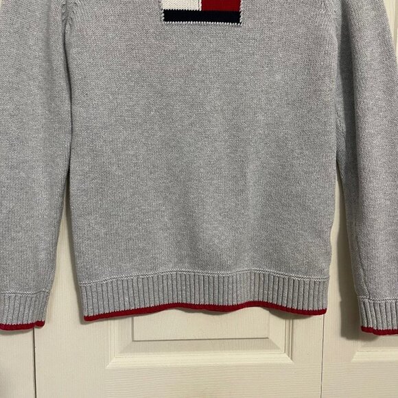 Tommy Hilfiger Women's Gray Chunky Y2K Embroidered Logo Ribbed Sweater Medium - Picture 4 of 6